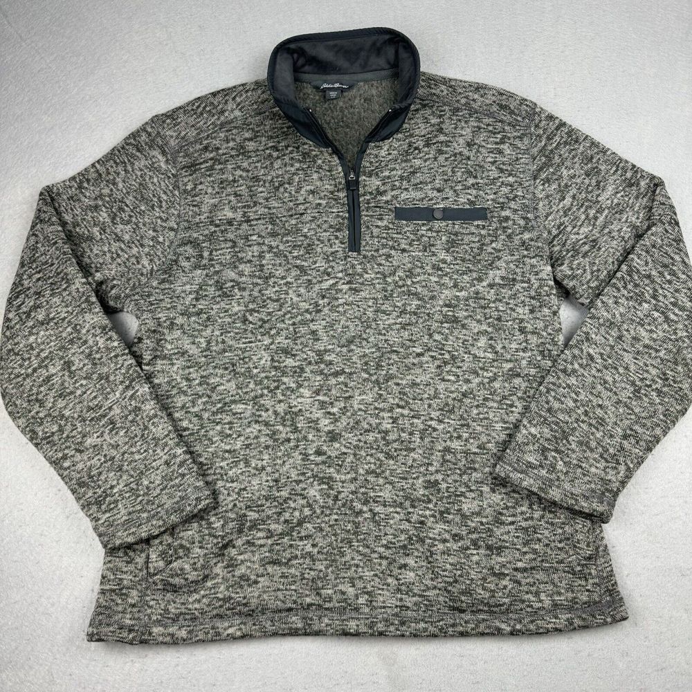 Eddie Bauer Sweater Fleece Mens Large Heavy Sherpa Lined Long Sleeve 1/4 Zip EUC